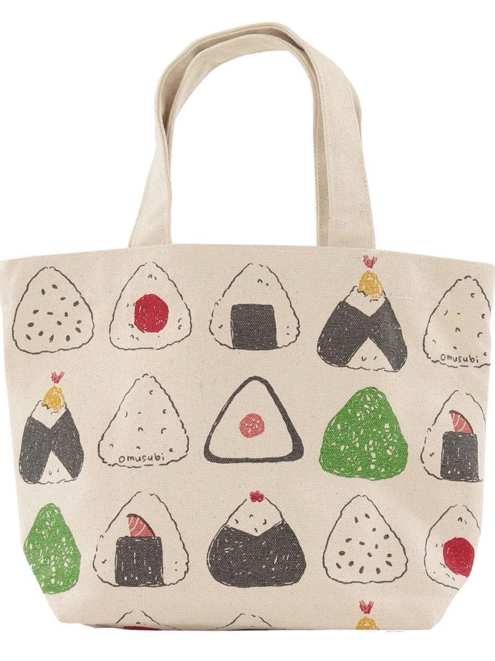 Onigiri Pattern Canvas Tote Bag in Cream